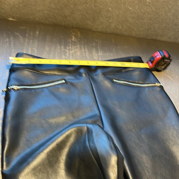 BELLE BY KIM GRAVEL FAUX LEATHER PONTE PANT WITH HIP ZIPPERS, BLACK - Picture 12 of 16